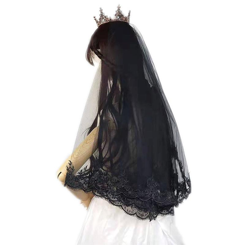Vintage Black Bridal Veil Headpiece for Weddings