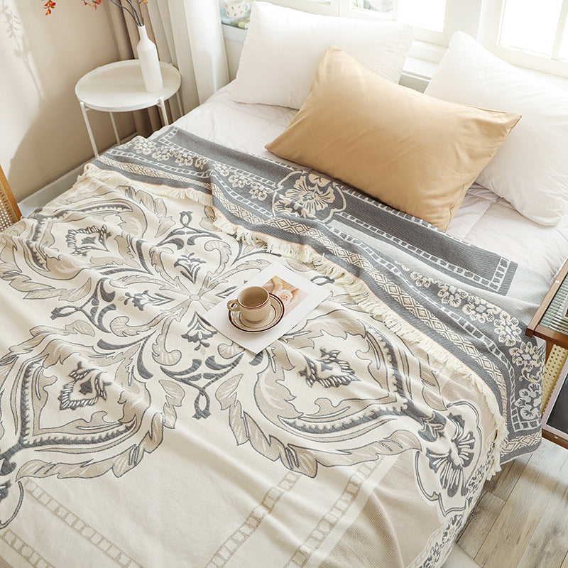 New Cotton Tassel Blanket for All Seasons (Double/Sofa)