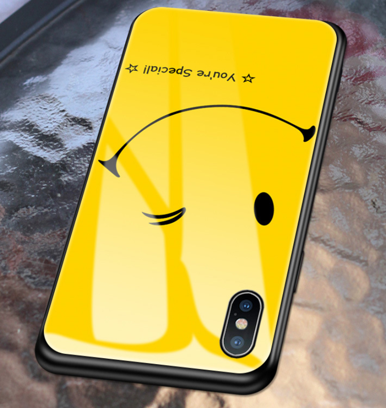 Happy Face Tempered Glass Phone Case