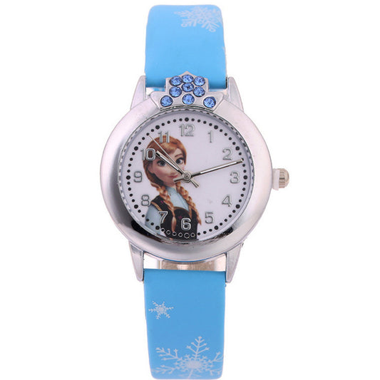 Cute Frozen Cartoon Kids' Watch with Leather Strap