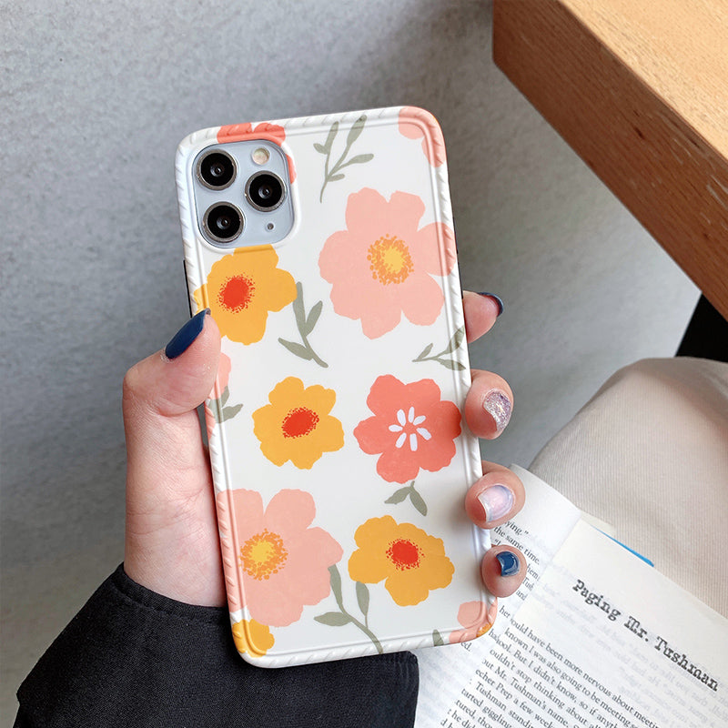 Painted Flower and Leaf Phone Case