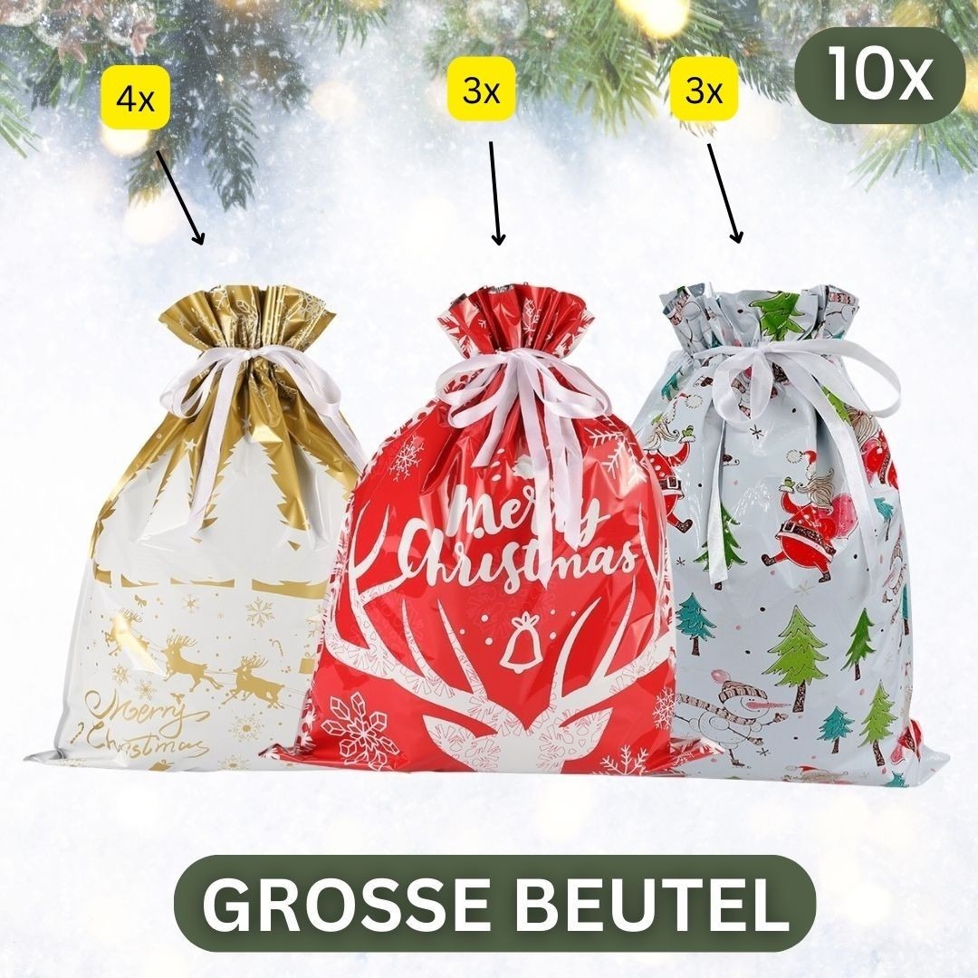Simple Drawstring Christmas Gift Bag Set