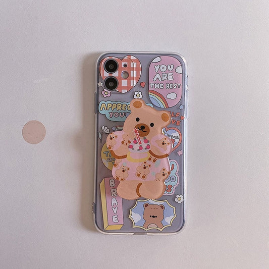 Cute Bear Shatter-resistant iPhone Case for Apple Devices