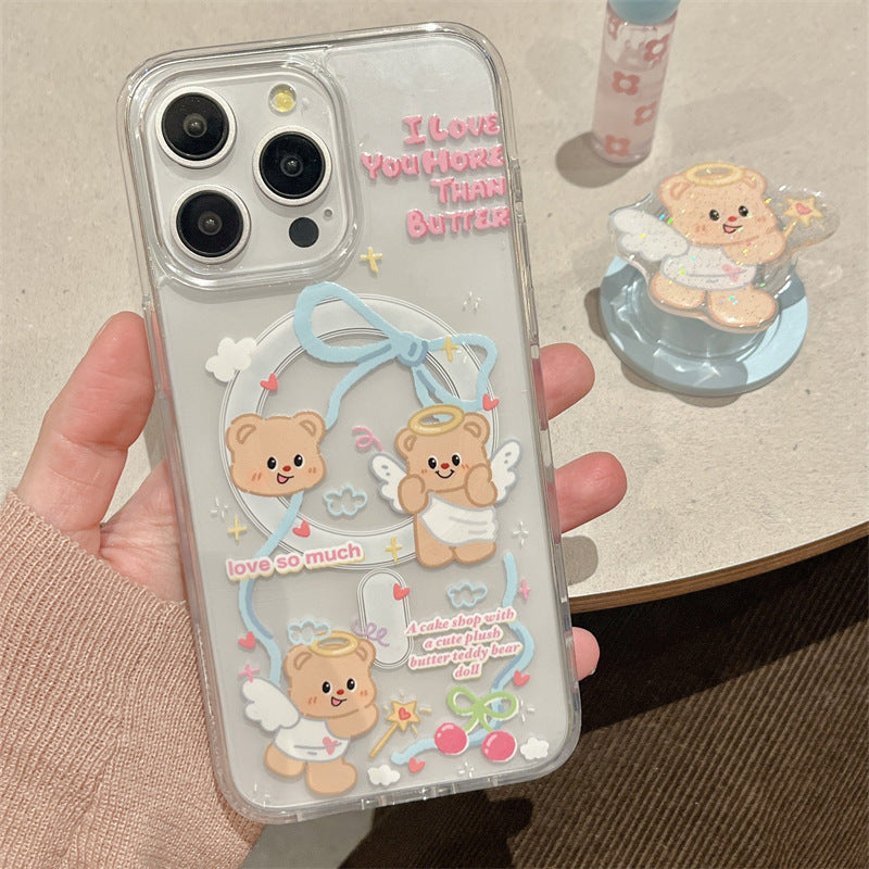 Cute Bear Shatter-resistant iPhone Case for Apple Devices