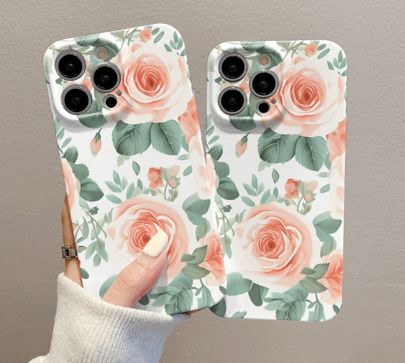 Painted Flower and Leaf Phone Case