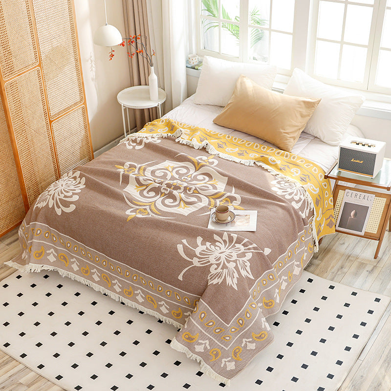 New Cotton Tassel Blanket for All Seasons (Double/Sofa)