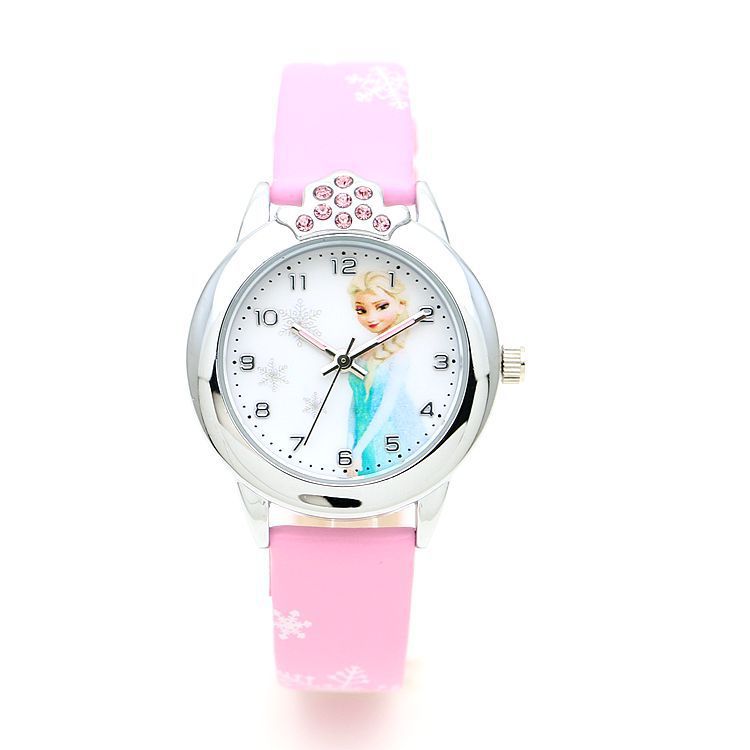 Cute Frozen Cartoon Kids' Watch with Leather Strap