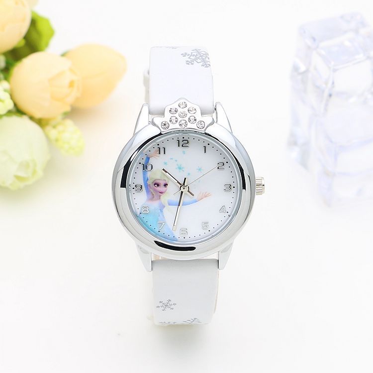 Cute Frozen Cartoon Kids' Watch with Leather Strap