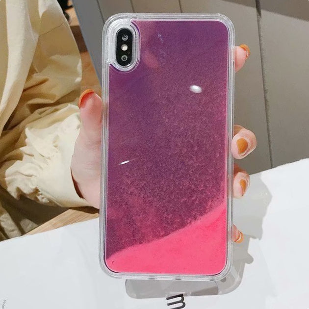 Custom Logo Fluorescent Liquid Quicksand Phone Case