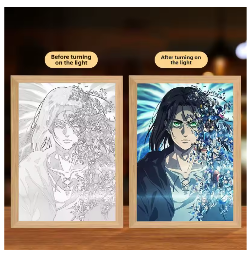 Eren Levi Attack on Titan Light Painting Night Lamp