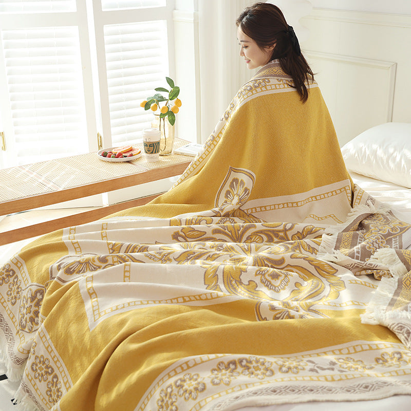 New Cotton Tassel Blanket for All Seasons (Double/Sofa)