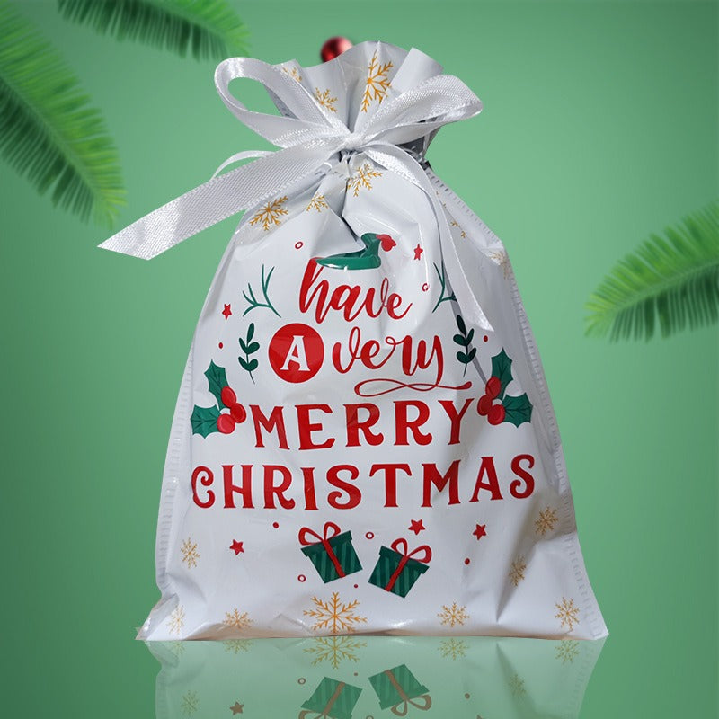 Simple Drawstring Christmas Gift Bag Set