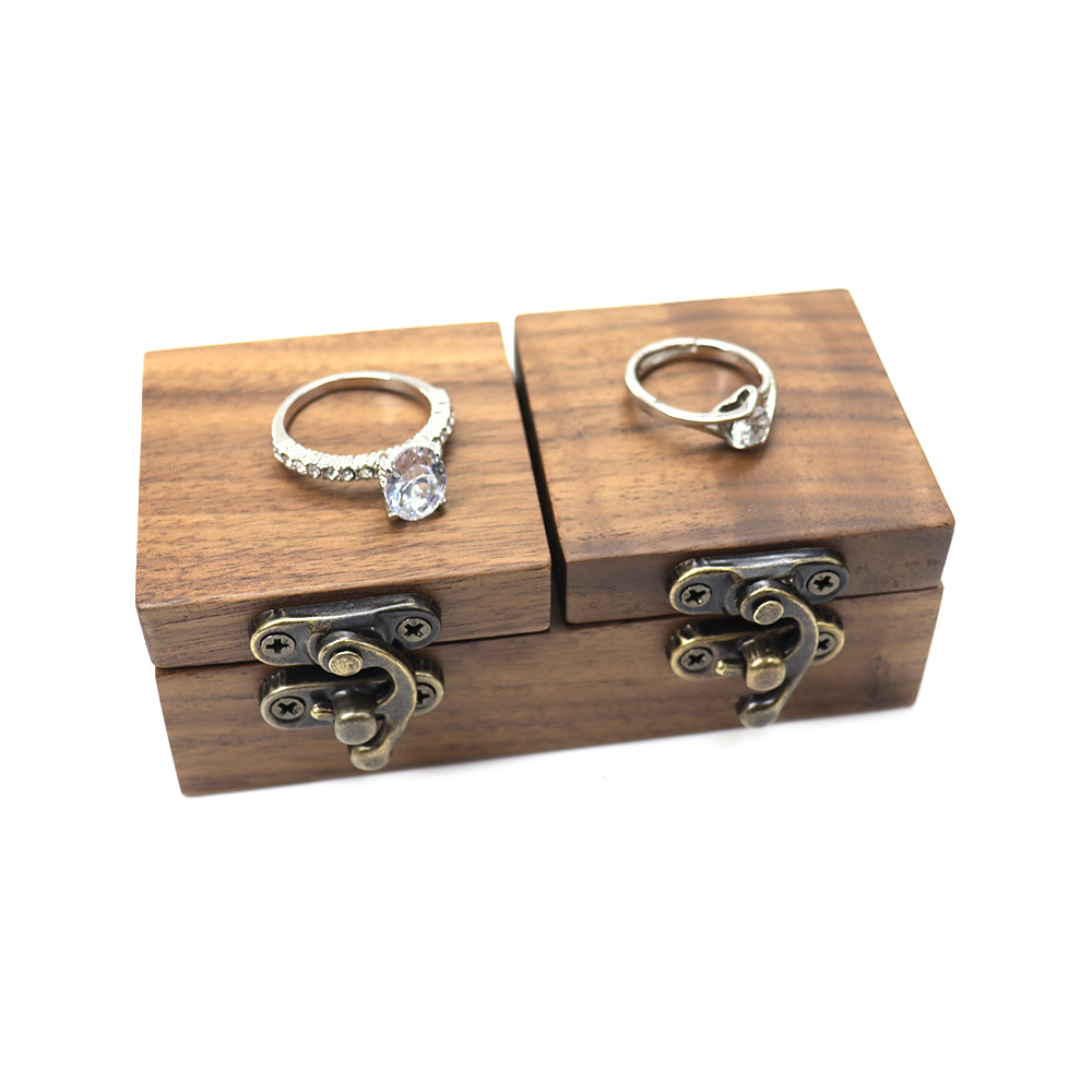 Double-Cover Walnut Box with Wooden Lock