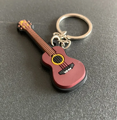 Silicone Guitar Keychain Pendan