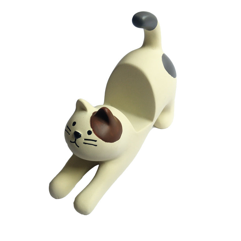 Resin Cat Phone Holder for Home and Office Decor