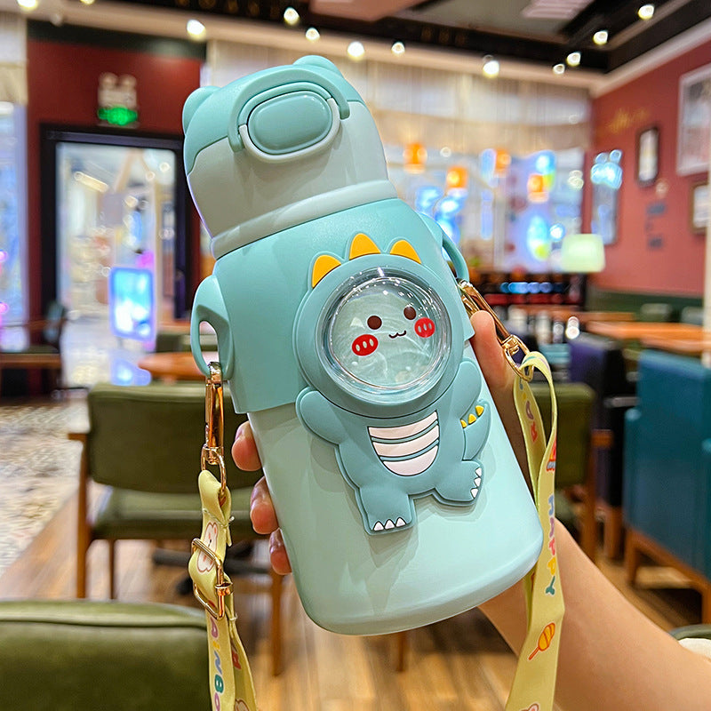 Kawaii Cartoon Insulated Water Bottle with Straw 500ml