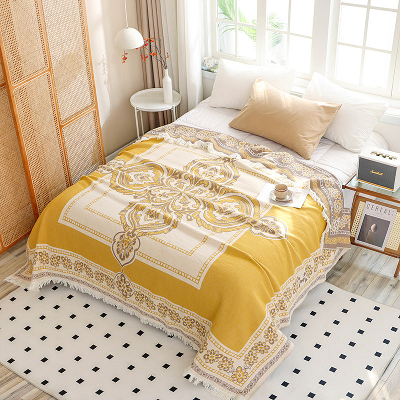 New Cotton Tassel Blanket for All Seasons (Double/Sofa)