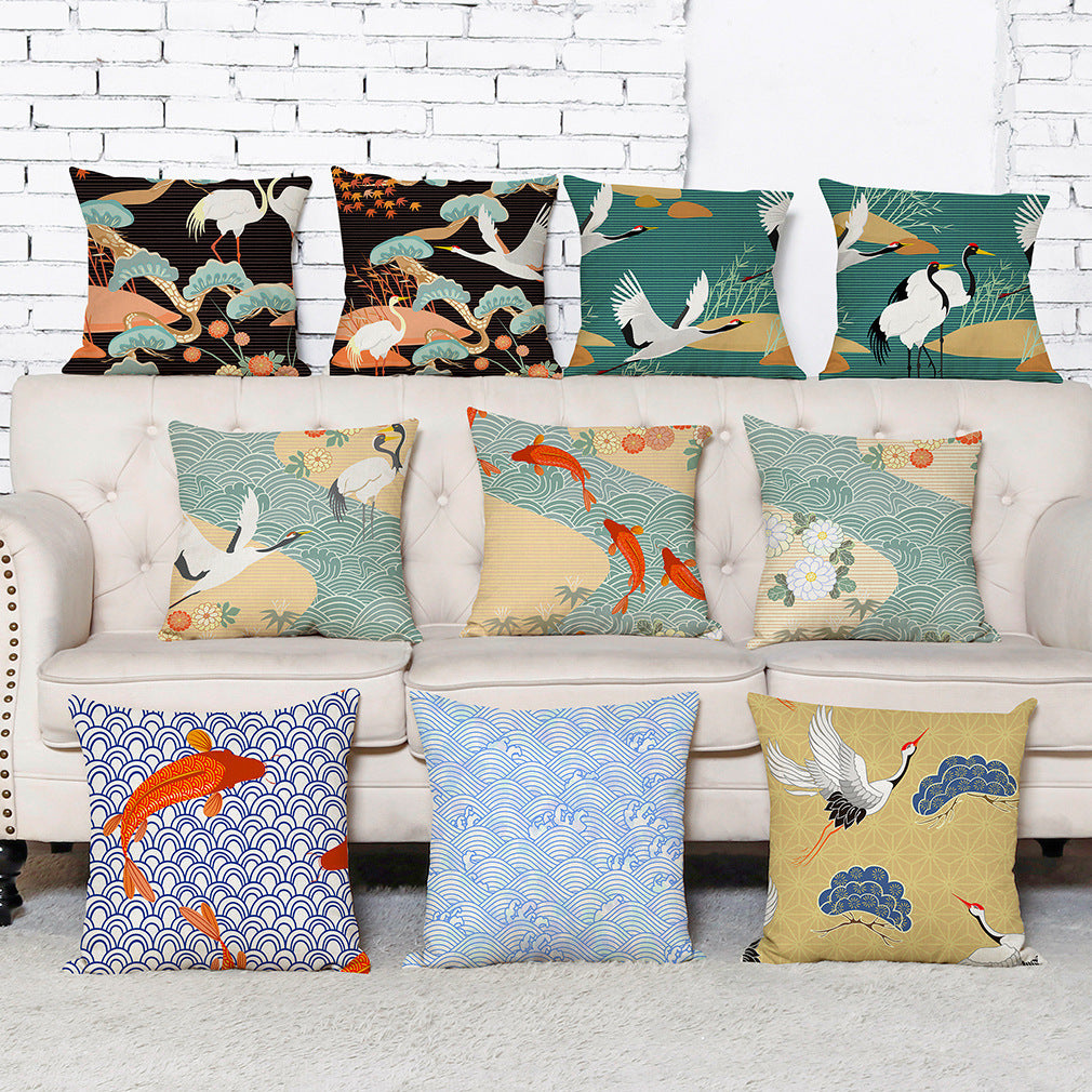 Japanese Style Cotton Linen Pillow Covers for Cars