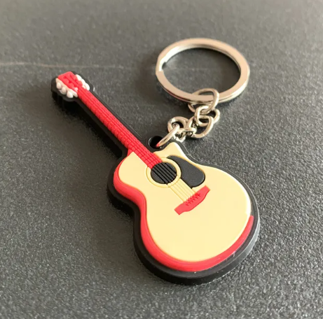 Silicone Guitar Keychain Pendan