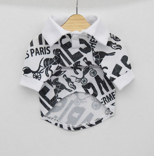 Trendy Brand Printed Mesh Dog Polo Shirt for Summer