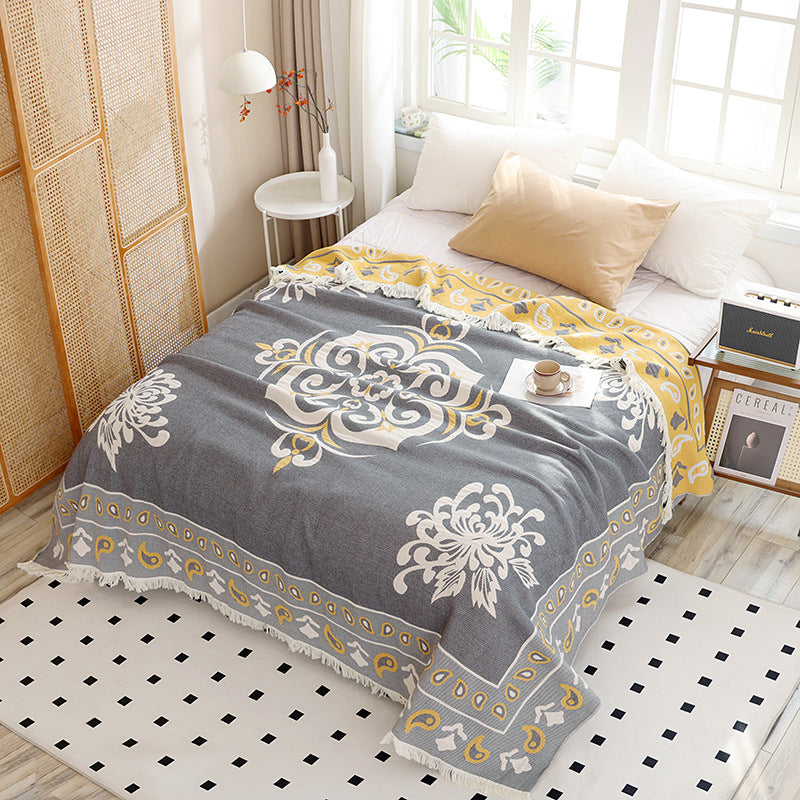 New Cotton Tassel Blanket for All Seasons (Double/Sofa)