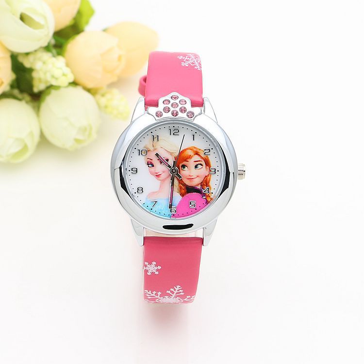 Cute Frozen Cartoon Kids' Watch with Leather Strap