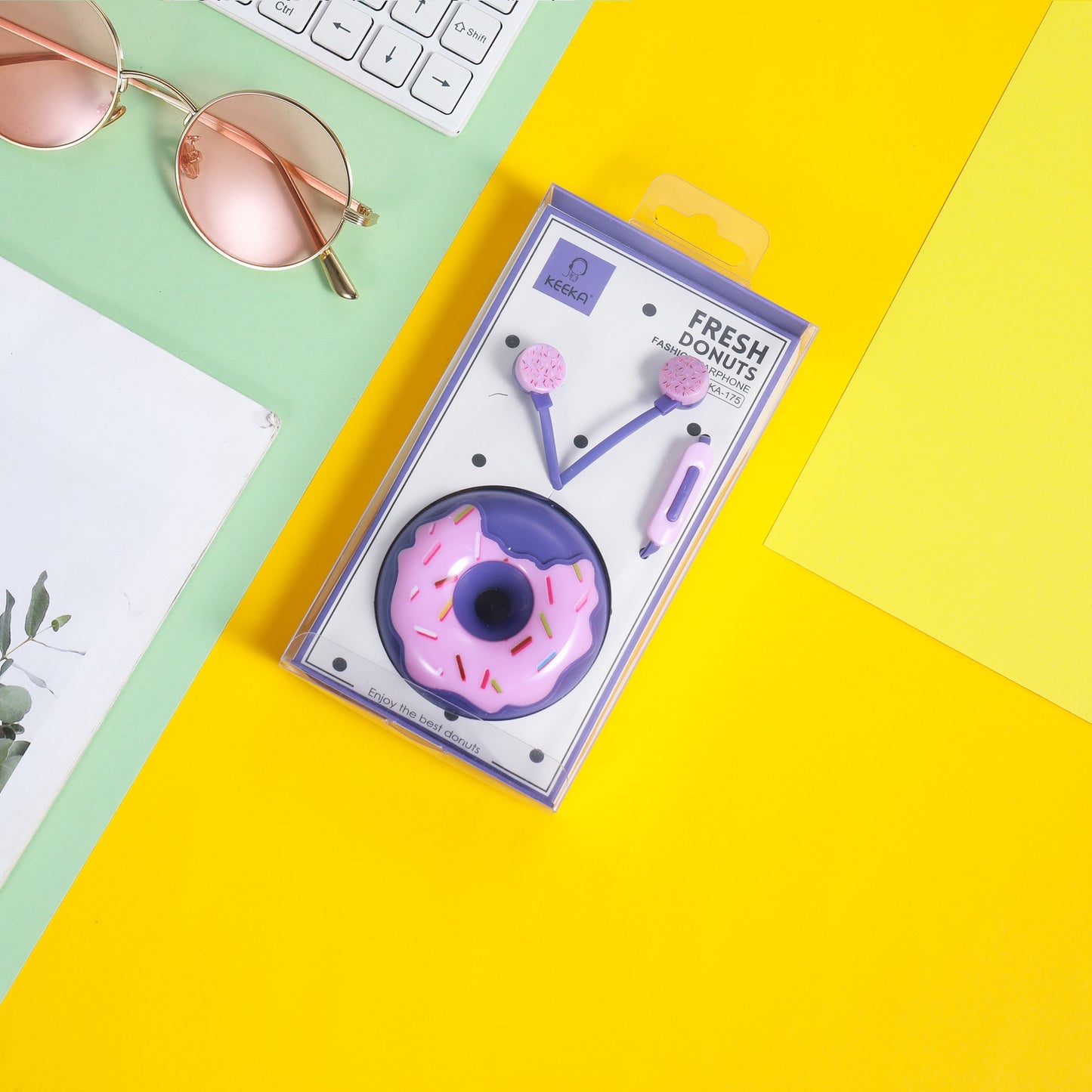Cute Wired Headphones with Microphone and Storage Box