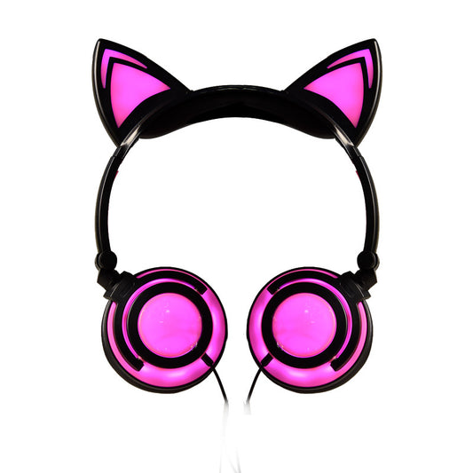 Cat Ear Headphones with Light and Foldable Design