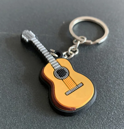 Silicone Guitar Keychain Pendan