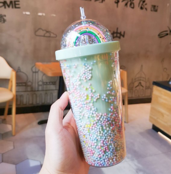 Stylish Rainbow Plastic Water Cup for Your Collection