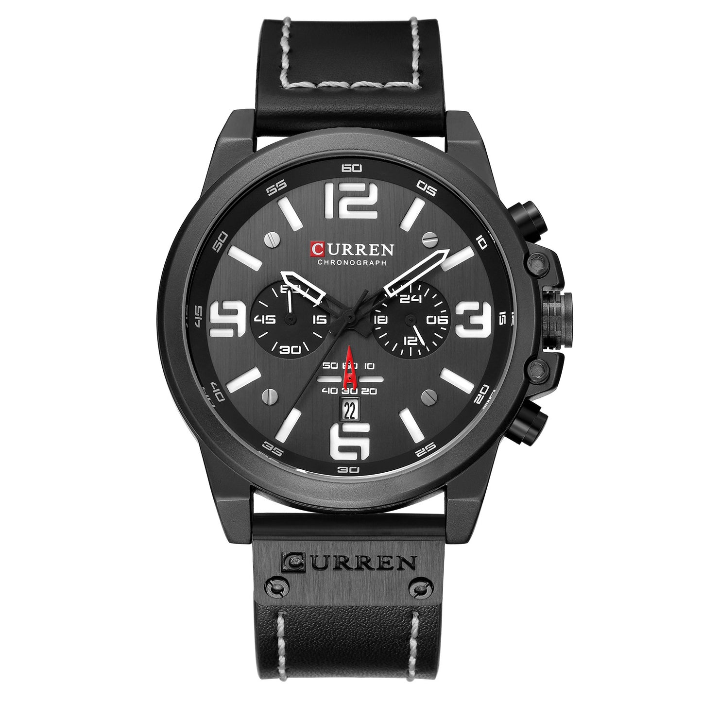 6-Needle Quartz Watch with Calendar and Waterproof Strap