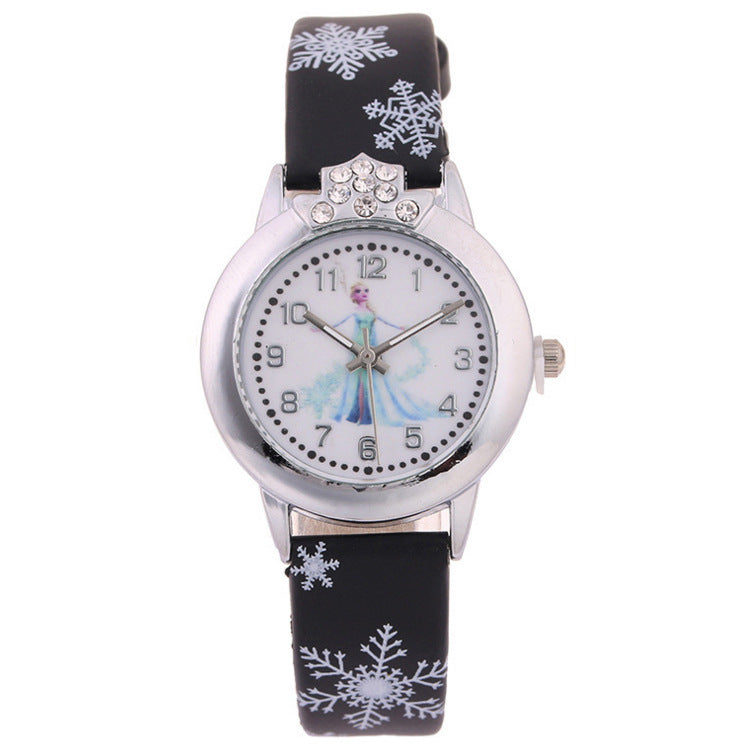 Cute Frozen Cartoon Kids' Watch with Leather Strap
