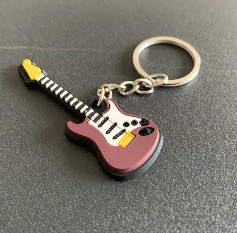 Silicone Guitar Keychain Pendan
