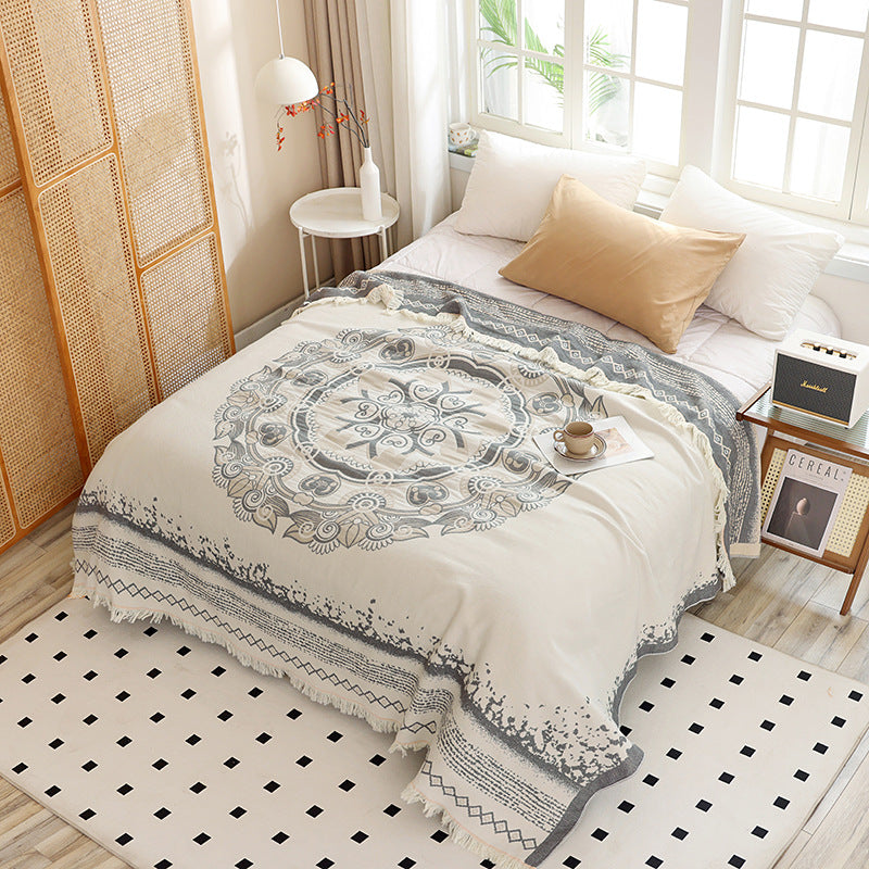 New Cotton Tassel Blanket for All Seasons (Double/Sofa)