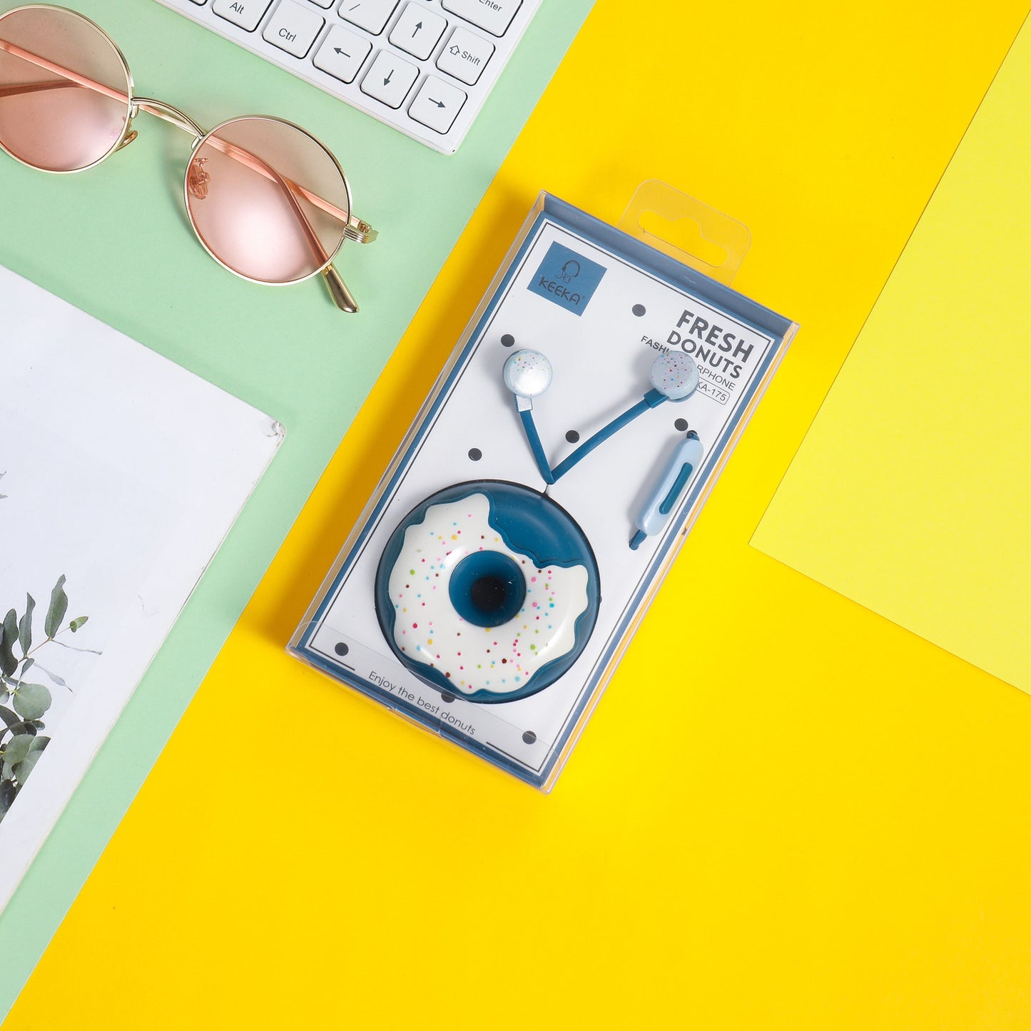 Cute Wired Headphones with Microphone and Storage Box
