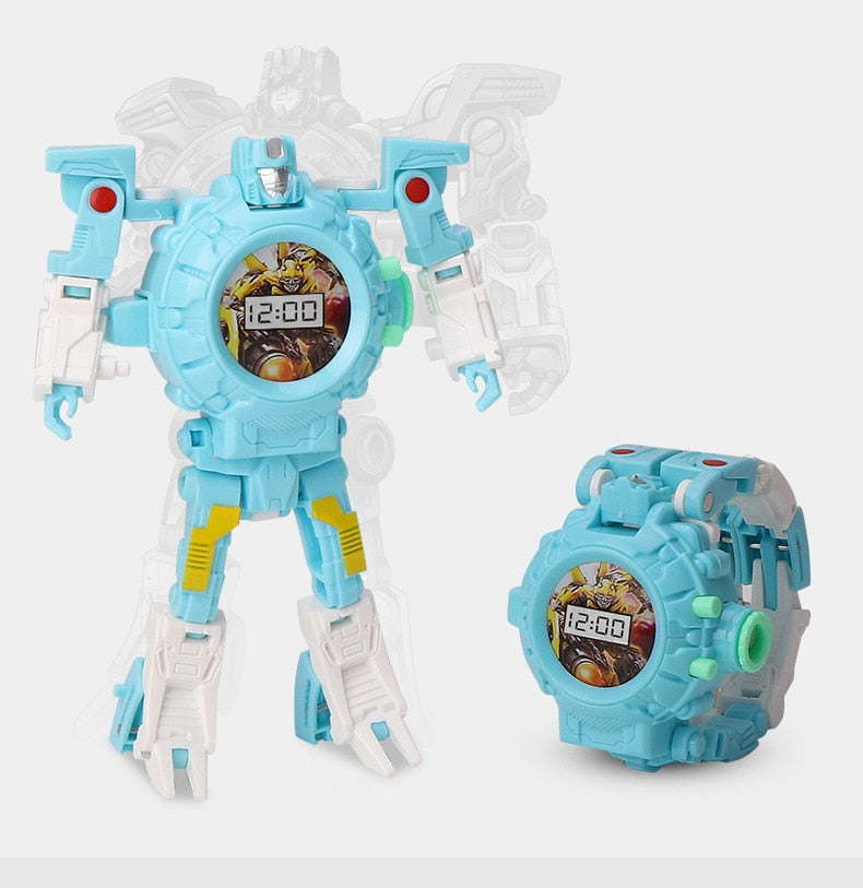 Transforming Cartoon Robot Projection Watch for Kids