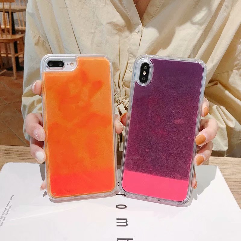 Custom Logo Fluorescent Liquid Quicksand Phone Case