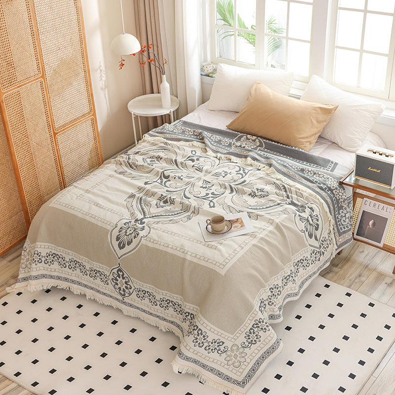 New Cotton Tassel Blanket for All Seasons (Double/Sofa)